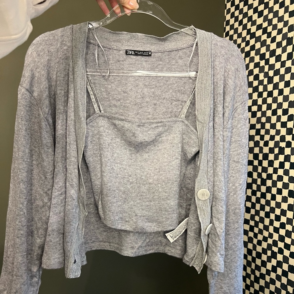 Zara knit tank and cardigan set size small